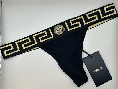 Versace Greca Boarder Thong Underwear Women s Size 4 (US 38)  Authentic