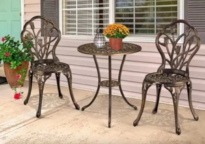3pc Patio Bistro Dining Furniture Set Outdoor Garden Patio Yard Antique Bronze