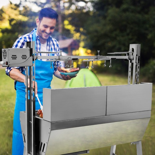 Stainless Steel Rotisserie Grill with Back Cover Guard Lamb Charcoal Roaster - Picture 7 of 9