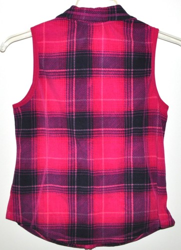 Made For Life Vest Zip Front Pink Plaid Fleece Women's Size Small Petite - Picture 3 of 3