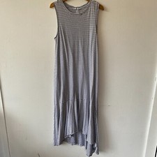 Zara Maxi Dress Womens Small Blue Striped Coastal Asymmetrical Hem Y2K