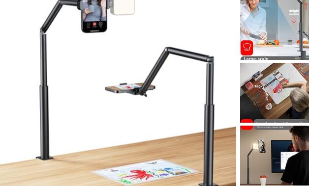 Heavy Duty Overhead Phone Mount, 360° Adjustable Desk Phone Mount for