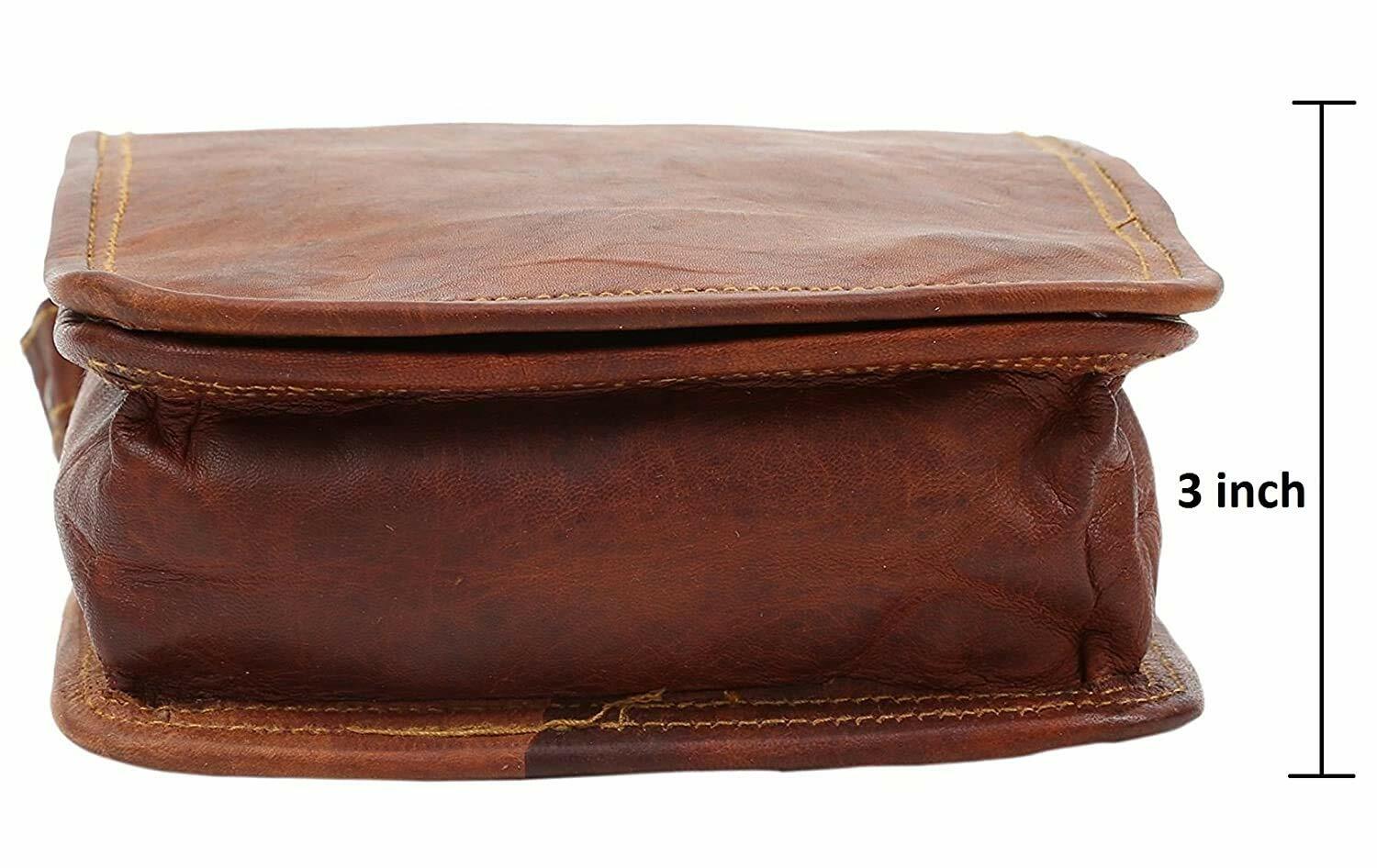 13" Men's Real Vertical Leather Messenger Shoulder Laptop Satchel Handmade Bag