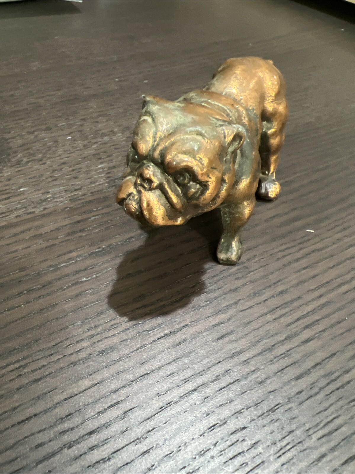 Vintage Bronze Copper Bulldog Figurine Statue Mid-Century Cast- Approx 4.5” Long