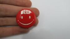 Pinback vintage rojo cara sonriente del Consejo de la Industria de Carne