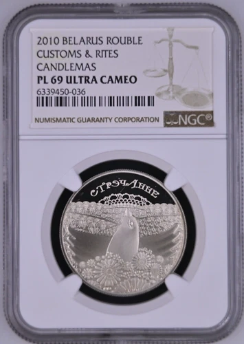 2010 BELARUS ROUBLE CUSTOMS & RITES CANDLEMAS - NGC PL 69 ULTRA CAMEO