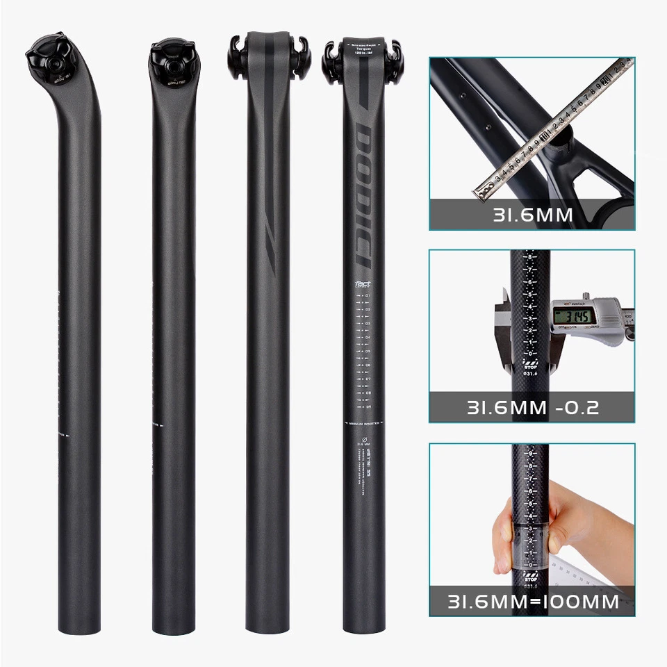 Tija de sillín de bicicleta de fibra de carbono 5° 20° 27,2/31,6 mm para bicicleta de carretera MTB abrazadera de 7x9 mm Foto 3 de 4