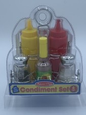 Melissa Doug Condiments Set 6 pcs Play Food, Stainless Steel Caddy Gift Toy