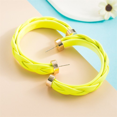 C- Shaped Pu Leather Leather Dignified Alloy for Women Bohemian Earrings - Picture 13 of 20