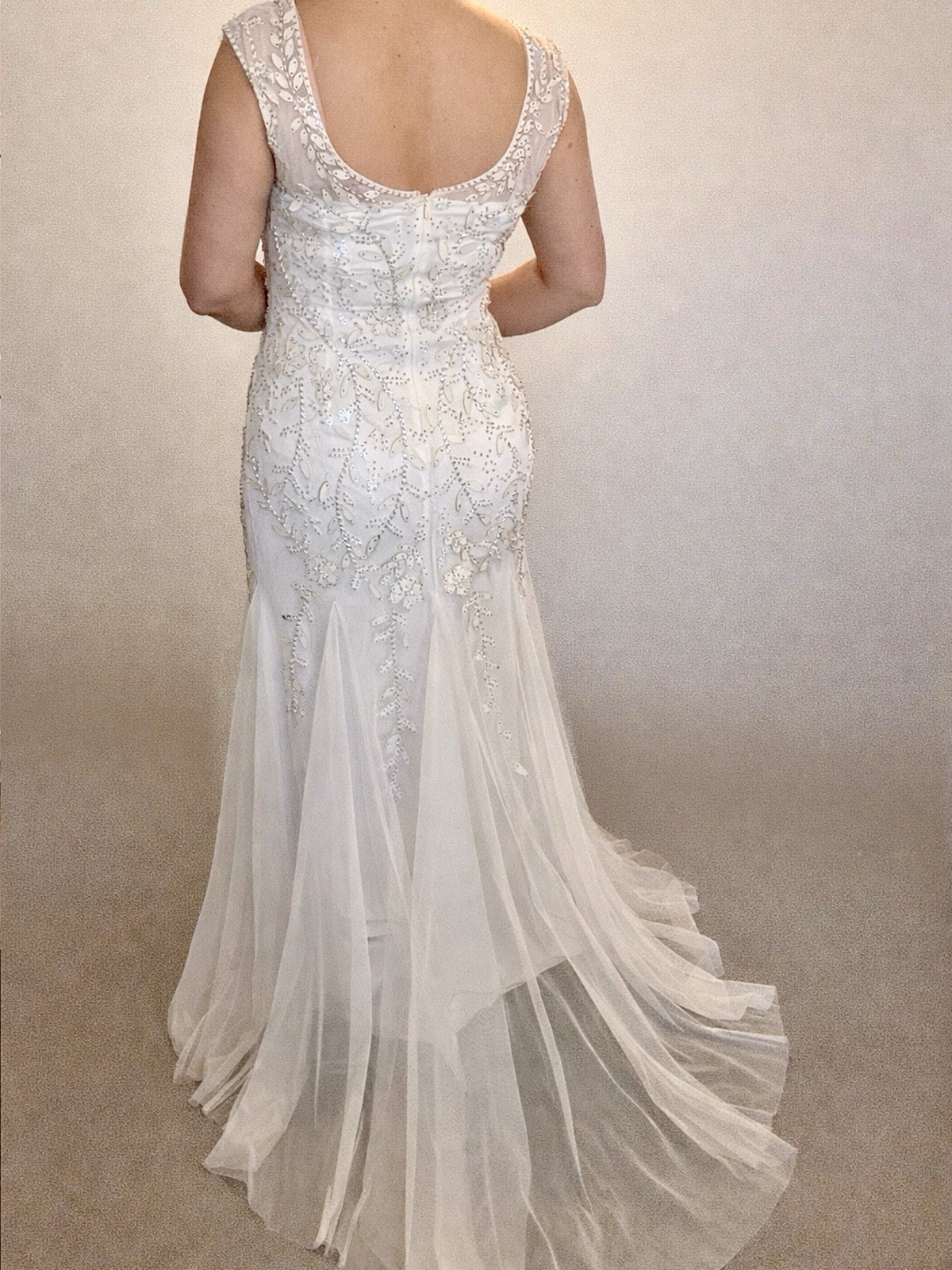 Elegant Ivory Beaded Wedding Dress Size 12