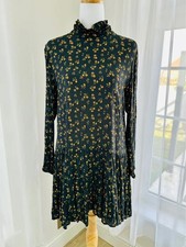 Zara floral print mock neck mini dress black yellow flowers | size M (84.1)