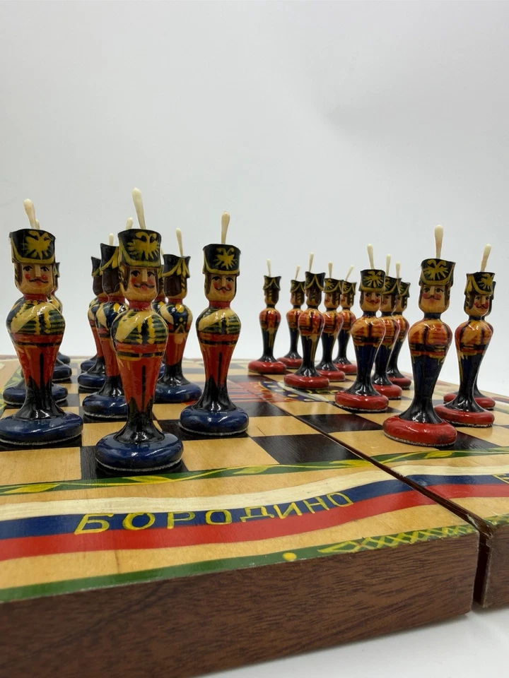 俄罗斯老式Matryoshka象棋套装24 Pawns Plus木板士兵 — 第 2/4 张图片