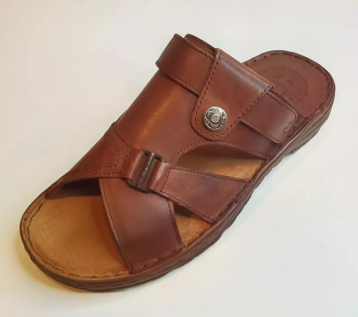 Lukpol Buffalo Leather Mens Footwear Orthopedic Form Sandals Shoes Model 866