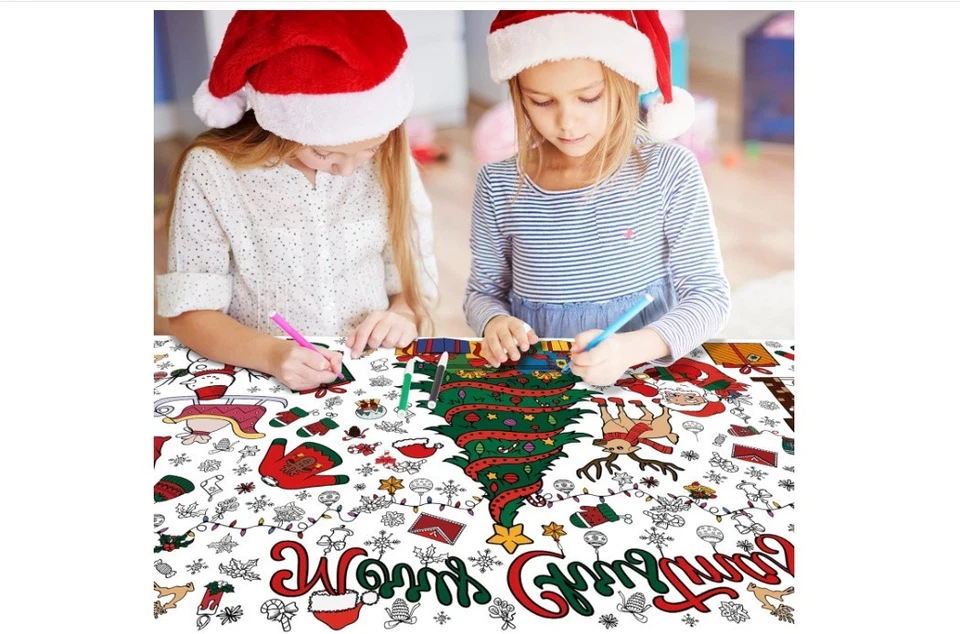 Mantel póster gigante para colorear de Navidad 30x72 pancarta de actividades para niños Foto 3 de 4