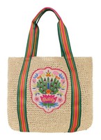 Oilily Straw Shopper Shopper Tasche Shifting Sand Beige Bunt Neu