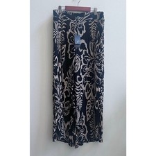 Adrianna Papell Pleated Wide Leg Floral Elastic Waisted Pants Women's M NWT