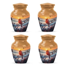 Cremation Furnace Urns Ashes Birds 3Inch Set Of 4 Adult Ash Keepsake Memorial
