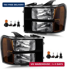 Headlight Assembly Compatible with GMC Sierra 2007-2013 Halogen Head lamp, OE-St