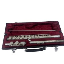 YAMAHA YFL225S Student Flute Made In Japan with Hard Case Silver  cleaning rod