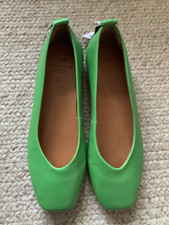 NEXT ~FOREVER COMFORT LEATHER GREEN FLAT PUMP BALLET SHOES SIZE 3.5 36 RRP £39