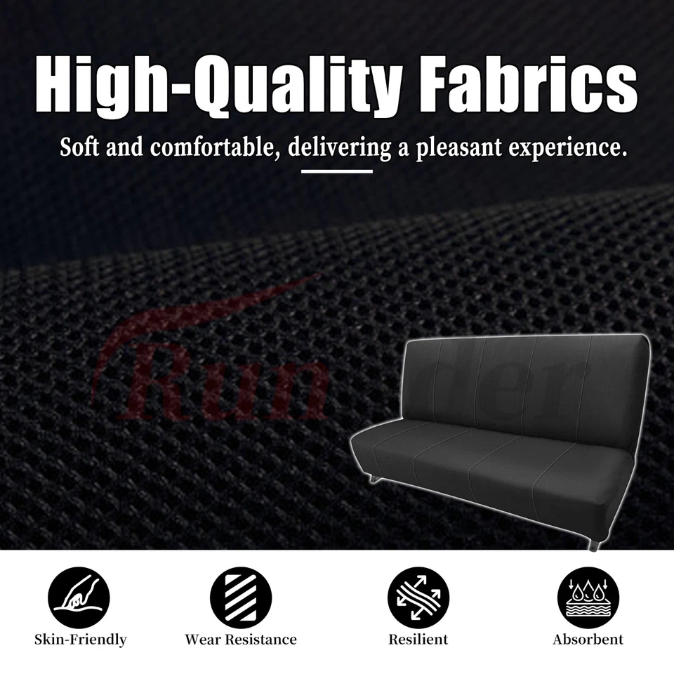 Custom-Formed Bench Seat Covers for Chevy C/K Series 1973-1999-Black Foto 3 de 4