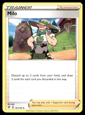 Milo 161/192 Uncommon Rebel Clash Pokemon Near Mint