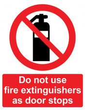 Do Not Use Fire Extinguishers As Door Stops Safety Warning Sticker 160mm x 125mm