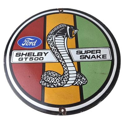 #ad #ad Vintage Ford Motors Porcelain Shelby GT 500 Super Snake Gas Pump Automotive Sign $140.47