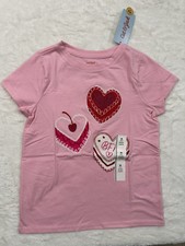 Cat Jack Girl's T-Shirt Size M 8 Pink Hearts BFF Glittery Short Sleeve NEW