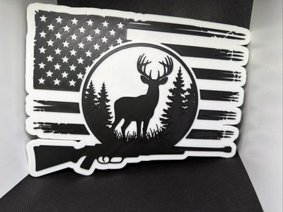 Patriotic Flag Deer Hunting Wall Art - No AMS 3D Printed 9.5x7''
