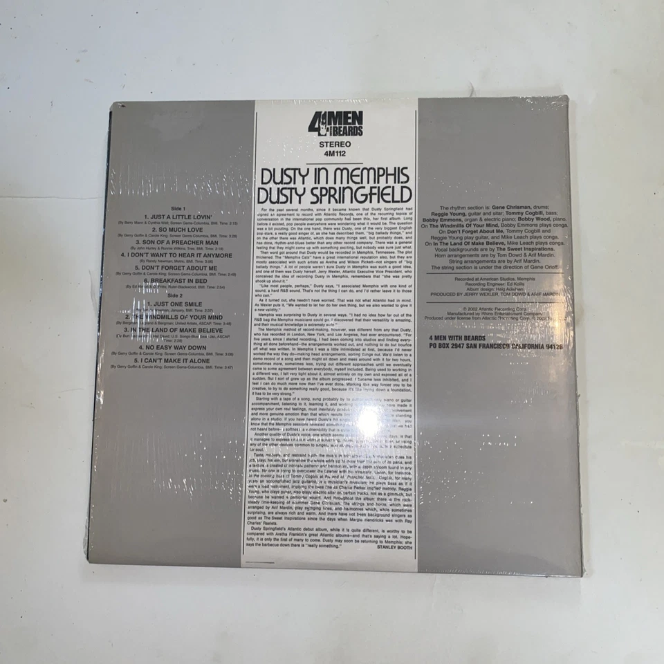 DUSTY SPRINGFIELD DUSTY IN MEMPHIS 2002 REISSUED LP 4MEN WITH BEARDS PRINT OOP - Image 2 of 3