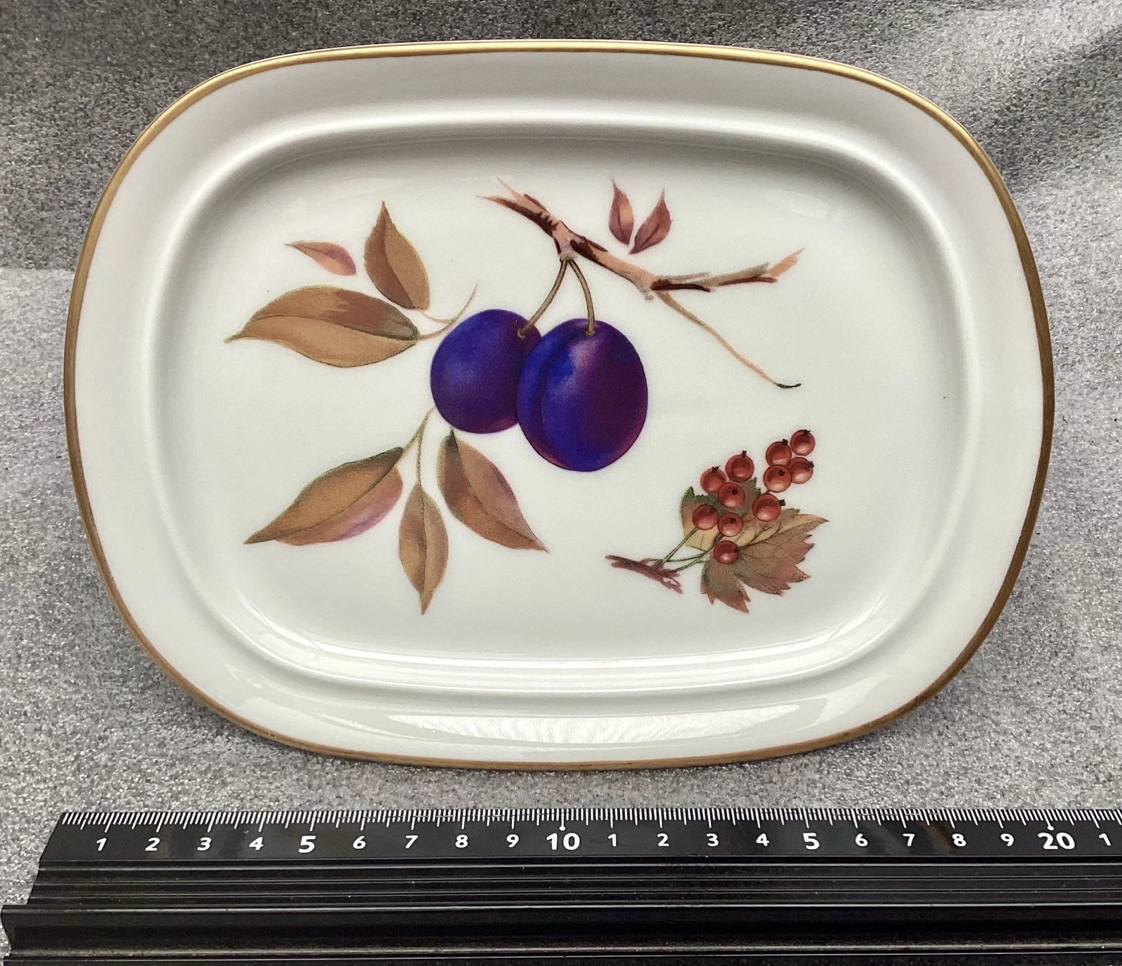 Vintage Royal Worcester EVESHAM GOLD Butter Dish BASE ONLY plums redcurrants NEW