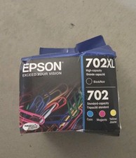 Genuine Epson 702XL Black  702 Color Ink Cartridges Exp 2027