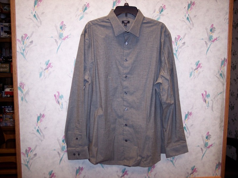 EXPRESS MENS BUTTON UP LONG SLEEVE GRAY SHIRT SIZE SLIM FIT XL BRAND NEW