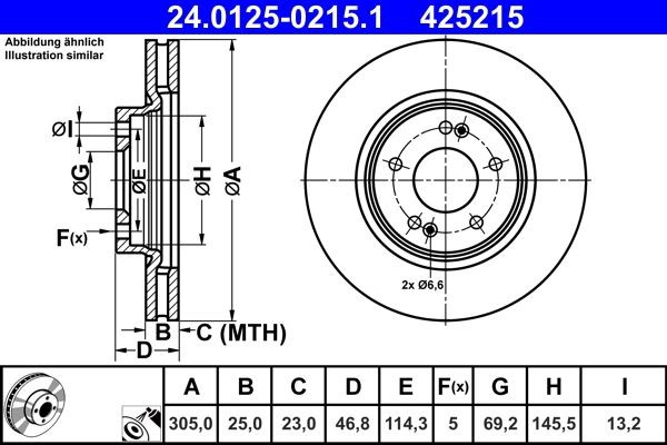Ate 24.0125-0215.1 Bremsscheibe FüR Hyundai KIA-image