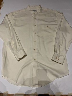 Yves Saint Laurent Opal Pique Texture Button shirt Mandarin Collar size 16 32-33