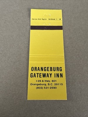 Orangeburg Gateway Inn Advertising Matchcover Orangeburg South Carolina