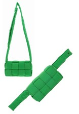 Bottega Veneta Small Casette Convertible Crossbody Belt Bag Green Nylon New