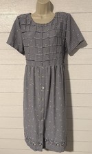 Erika Studio Vintage Floral Gingham Blue White Boho Midi Dress Cottage Core Sz L