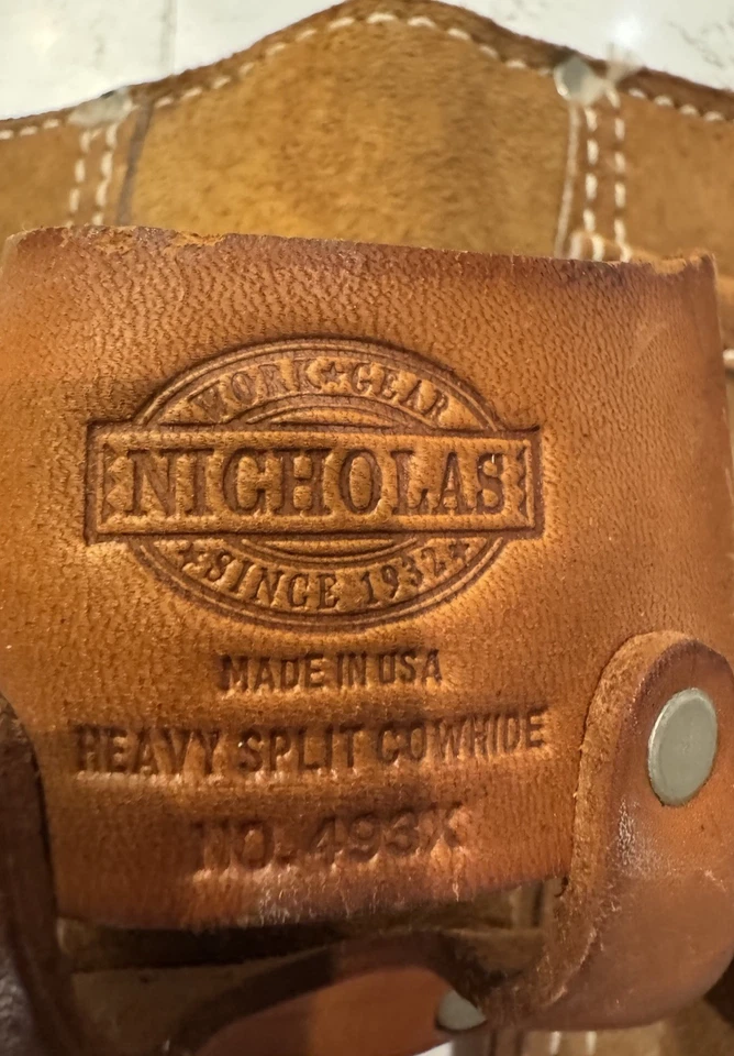Nicholas Tool Belt 493X Work Gear Split Top Grain Cowhide Leather Made in USA - Image 2 of 4