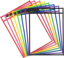 8 Pack Dry Erase Pockets Sleeves W/ Rings 10 x 14 Inch Ticket Holders Clear