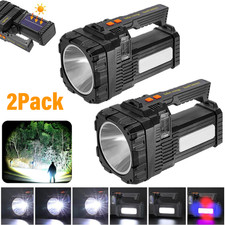2 Pack 10000000LM Spotlight Rechargeable Flashlight Super Bright Handheld Torch