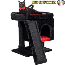 Plush Cat Tree W/ Sisal Scratching Post Compact Indoor Cat Furniture Kittens New