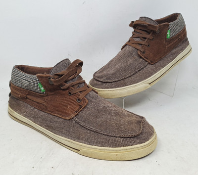 Sanuk Mens Schooner Brown Canvas Size 13