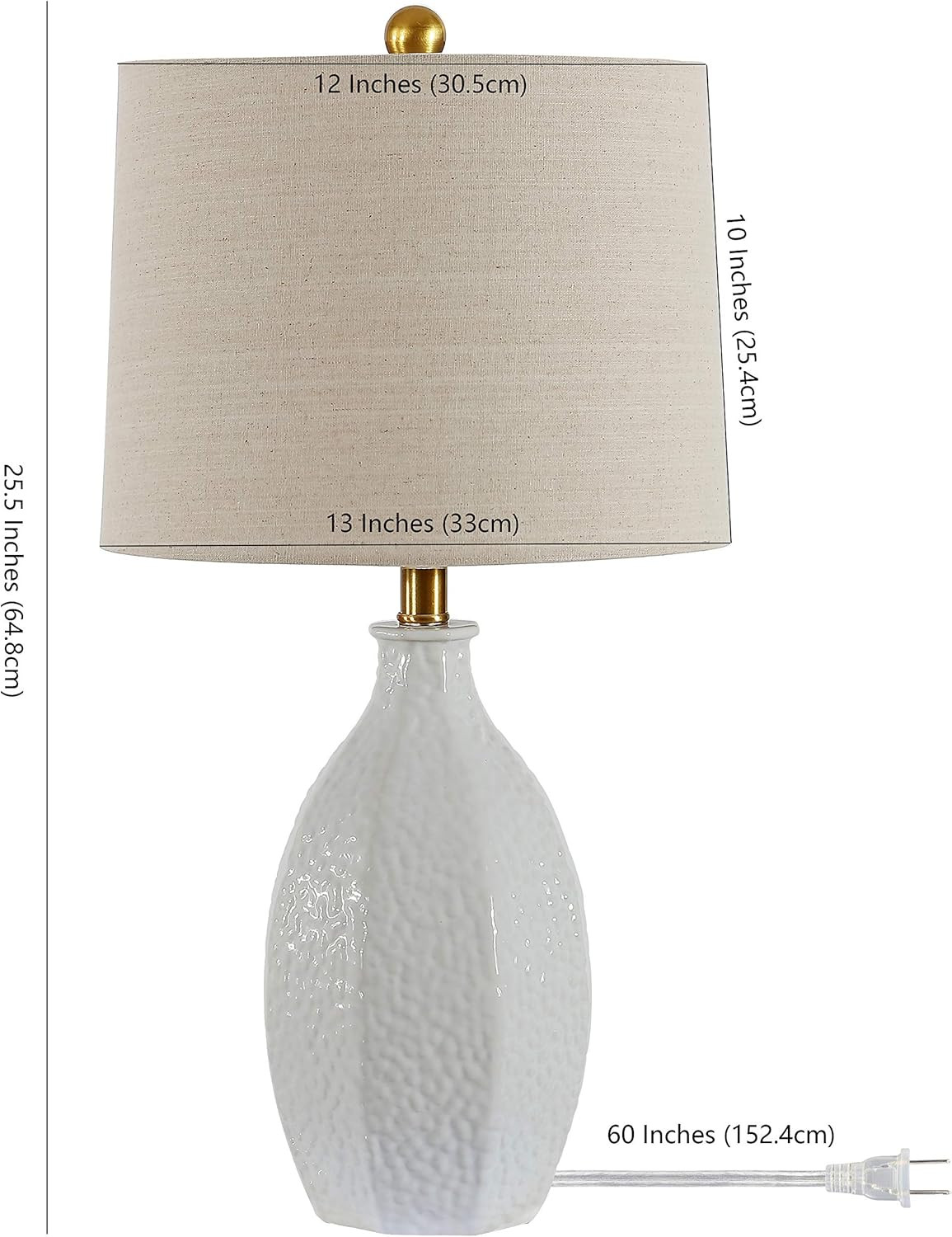 Lighting Collection Barli Modern Cream 25-Inch Bedroom Living Room Home Office D