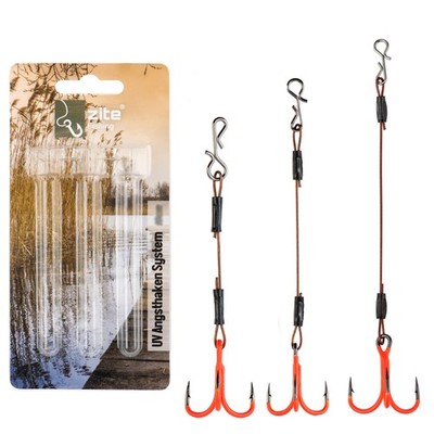 Angsthaken System 3 Gr. S, M & L UV Aktiv Gummiköder Angeln Hecht Zite Fishing