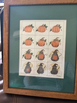 E Halsey Print Flower To Bunny Rabbit Transformations Matted Artist Signed 1983