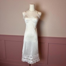 vintage coquette babydoll lace romantic slip sz 34 nylon white nightie gown