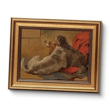 Gold Framed Vintage Wall Art for Living Room Dogs 10"L x 8"W Snuggling Hounds