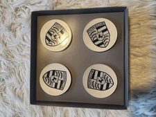 PORSCHE GENUINE FACTORY ORIGINAL OEM SILVER CENTER CAPS SET OF 4 95504460010